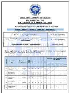 DDA Recruitment 2025 Online Apply: 1732 पदों पर भर्ती के लिए आवेदन शुल्क, पुरी जानकारी हिन्दी में