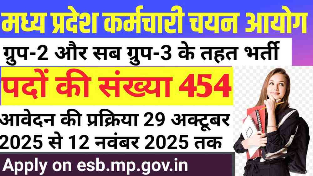 MPESB Recruitment 2025: मध्य प्रदेश कर्मचारी चयन आयोग ने जारी की 454 पदों पर भर्ती